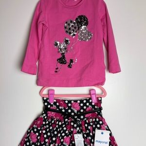 Mayoral Set. Skirt & Top. Floral sequins mouse